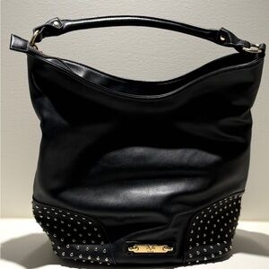 Elegant Black Studded Versace Hobo Bag
